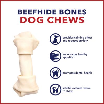 Show full view: Pet Factory Beefhide 6 to 7-inch Natural Flavored Dog Bones, 8 count slide 9 of 10
