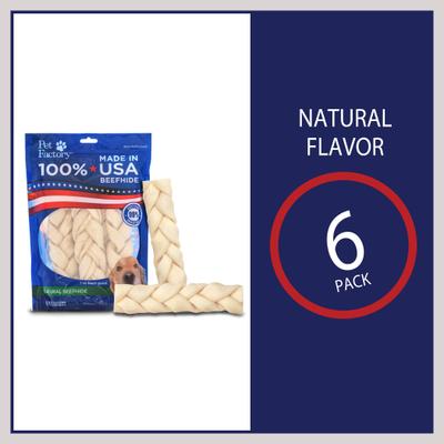 Show full view: Pet Factory Beefhide 7-inch Braided Sticks Natural Flavored Dog Hard Chews, 6 count slide 6 of 10