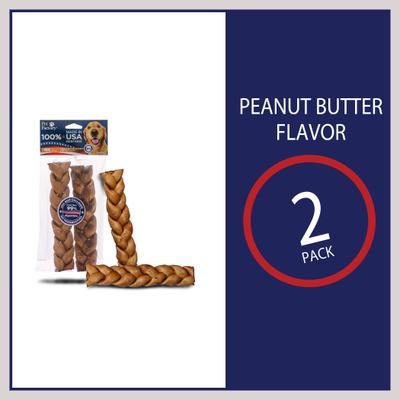 Show full view: Pet Factory Beefhide 7-inch Braided Sticks Peanut Butter Flavored Dog Hard Chews, 2 count slide 6 of 10