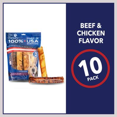 Show full view: Pet Factory Beefhide 8-inch Rolls Beef & Chicken Flavored Dog Hard Chews, 10 count slide 6 of 11