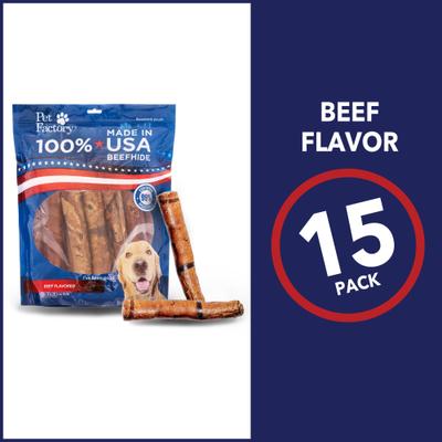 Show full view: Pet Factory Beefhide 8-inch Rolls Beef Flavored Dog Hard Chews, 15 count slide 6 of 10