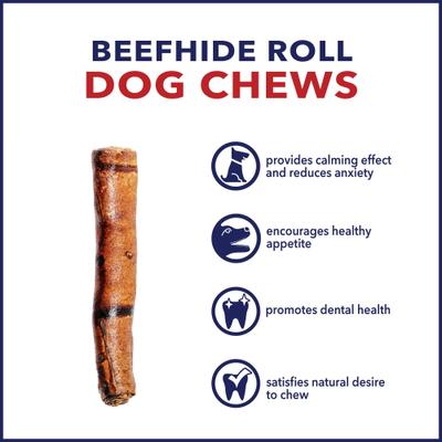 Show full view: Pet Factory Beefhide 8-inch Rolls Beef Flavored Dog Hard Chews, 15 count slide 9 of 10