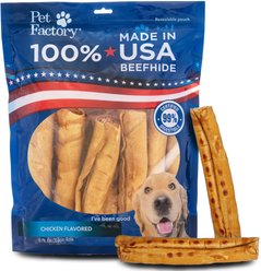 Pet Factory Beefhide 8-inch Rolls Chicken Flavored Dog Hard Chews, 15 count