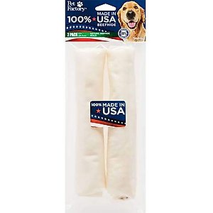 Pet Factory Beefhide 8-inch Rolls Natural Flavored Chewy Dog Treats, 2 count