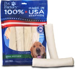 Pet Factory Beefhide 8-inch Rolls Natural Flavored Dog Hard Chews, 10 count