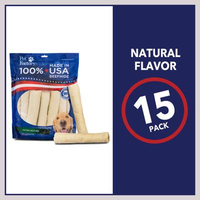 Show full view: Pet Factory Beefhide 8-inch Rolls Natural Flavored Dog Hard Chews, 15 count slide 6 of 11