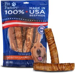 Pet Factory Beefhide 8-inch Rolls Peanut Butter Flavored Dog Hard Chews, 10 count