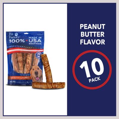 Show full view: Pet Factory Beefhide 8-inch Rolls Peanut Butter Flavored Dog Hard Chews, 10 count slide 6 of 10