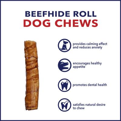 Show full view: Pet Factory Beefhide 8-inch Rolls Peanut Butter Flavored Dog Hard Chews, 10 count slide 9 of 10