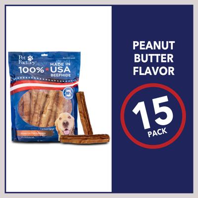 Show full view: Pet Factory Beefhide 8-inch Rolls Peanut Butter Flavored Dog Hard Chews, 15 count slide 6 of 10