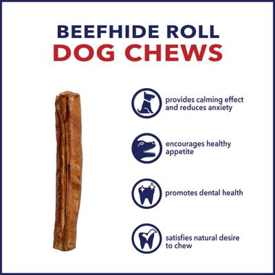 Show full view: Pet Factory Beefhide 8-inch Rolls Peanut Butter Flavored Dog Hard Chews, 15 count slide 9 of 10