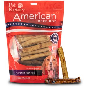 Pet Factory Beefhide Chip Rolls 5-inch Beef & Chicken Flavored Dehydrated Dog Hard Chews, 50 count