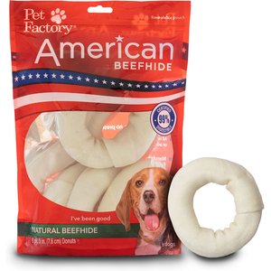 Pet Factory Beefhide Donuts 3 to 4-inch Natural Flavored Dog Hard Chews, 8 count