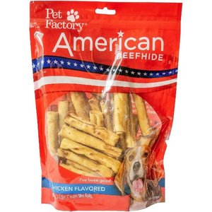 Pet Factory Beefhide Mini Rolls 3-inch Chicken Flavored Dog Hard Chews, 40 count