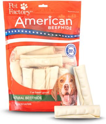 Show full view: Pet Factory Beefhide Rolls 4 to 4.5-inch Natural Flavored Dog Hard Chews, 22 count slide 1 of 10