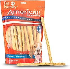 Pet Factory Beefhide Thin Rolls 10-inch Chicken Flavored Dog Hard Chews, 35 count