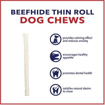 Show full view: Pet Factory Beefhide Thin Rolls 10-inch Natural Flavored Dog Hard Chews, 35 count slide 8 of 10