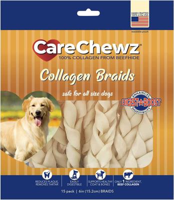 Show full view: Pet Factory CareChewz 6 to 7-inch Collagen Braids Natural Flavored Dog Hard Chews, 15 count slide 1 of 8