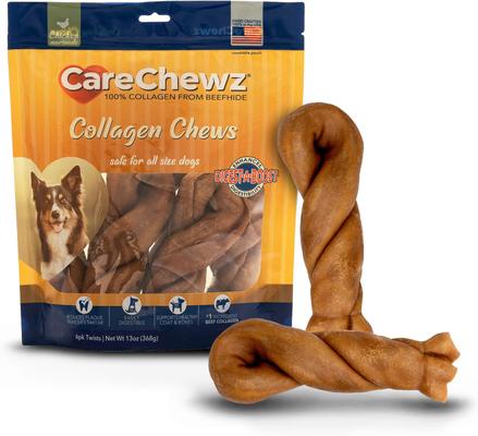 Show full view: Pet Factory CareChewz 6 to 7-inch Collagen Twist Chicken Flavored Dog Hard Chews, 6 count slide 1 of 10