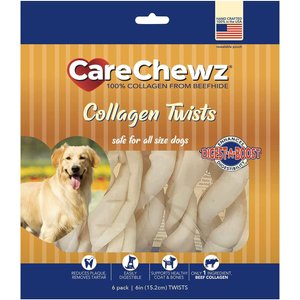 Pet Factory CareChewz 6 to 7-inch Collagen Twists Natural Flavored Dog Hard Chews, 6 count