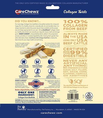 Show full view: Pet Factory CareChewz 6 to 7-inch Collagen Twists Natural Flavored Dog Hard Chews, 6 count slide 3 of 8
