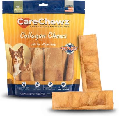 Show full view: Pet Factory CareChewz 6 to 7-inch Collagen Wrap Chicken Flavored Dog Hard Chews, 12 count slide 1 of 11