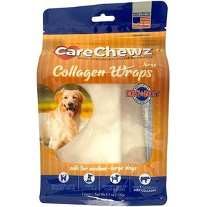 Pet Factory CareChewz Collagen 6 to 7-inch Large Wraps Natural Flavored Chewy Dog Treats, 2 count