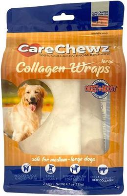 Show full view: Pet Factory CareChewz Collagen 6 to 7-inch Large Wraps Natural Flavored Chewy Dog Treats, 2 count slide 1 of 4