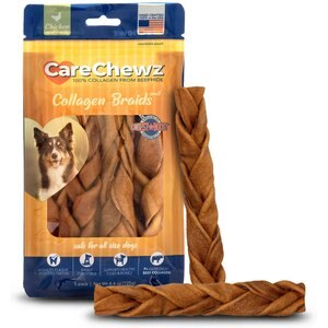 Pet Factory CareChewz Collagen 6 to 7-inch Skinny Braided Sticks Chicken Flavored Chewy Dog Treats, 5 count