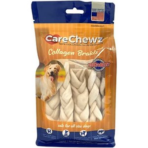 Pet Factory CareChewz Collagen 6 to 7-inch Skinny Braided Sticks Natural Flavored Chewy Dog Treats, 5 count