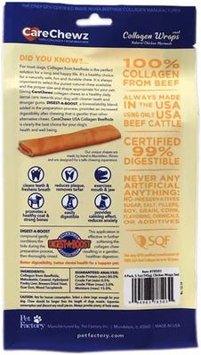 Show full view: Pet Factory CareChewz Collagen 6 to 7-inch Small Wraps Chicken Flavored Chewy Dog Treats, 4 count slide 4 of 4