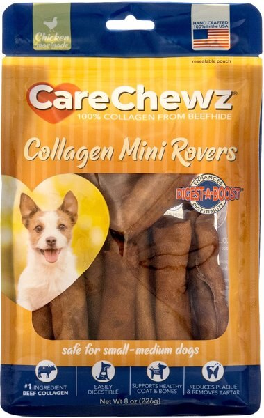 Pet Factory CareChewz Collagen Mini Rovers Chicken Flavored Chewy Dog Treats, 8-oz bag