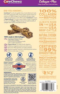 Show full view: Pet Factory CareChewz Collagen +PLUS Braided Sticks Chicken Flavored Chewy Dog Treats, 8-oz bag slide 3 of 4