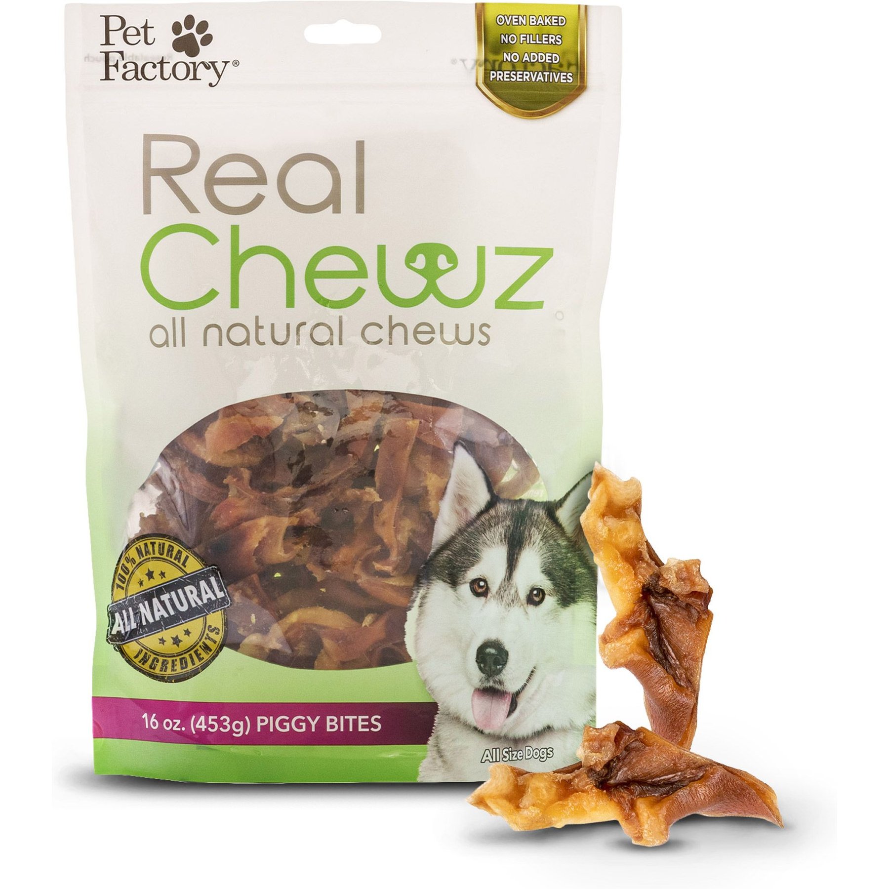 Pet Factory Real Chewz Piggy Bites All Natural Chewy Dog Treats, 16-oz bag
