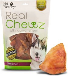 Pet Factory Real Chewz Premium All Natural Pig Ears Chewy Dog Treats, 18 count