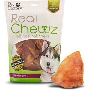 Pet Factory Real Chewz Premium All Natural Pig Ears Chewy Dog Treats, 18 count