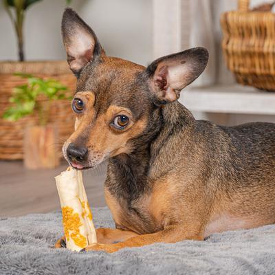 Show full view: Pet Factory Twistedz 4-inch Beefhide Rolls Chicken Flavored Wrap Dog Hard Chews, 4 count slide 3 of 10