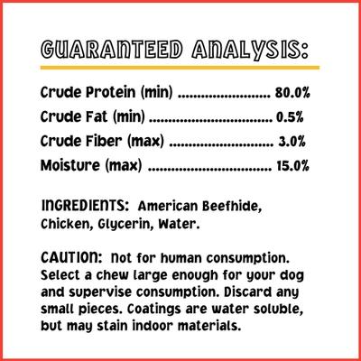 Show full view: Pet Factory Twistedz 4-inch Beefhide Rolls Chicken Flavored Wrap Dog Hard Chews, 4 count slide 5 of 10