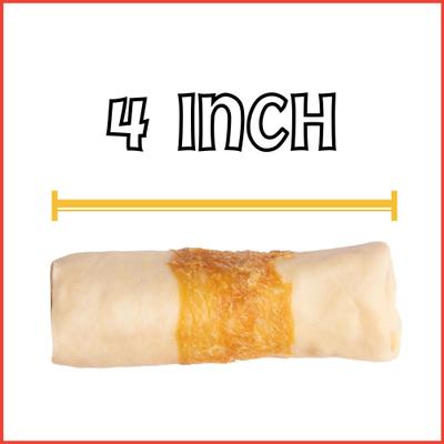 Show full view: Pet Factory Twistedz 4-inch Beefhide Rolls Chicken Flavored Wrap Dog Hard Chews, 4 count slide 7 of 10