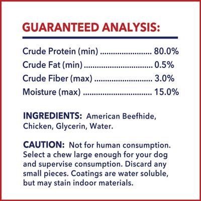 Show full view: Pet Factory Twistedz 4 to 5-inch Beefhide Bones with Chicken Flavored Wrap Dog Hard Chews, 3 count slide 5 of 10