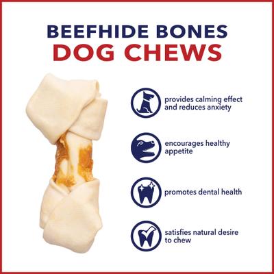 Show full view: Pet Factory Twistedz 4 to 5-inch Beefhide Bones with Chicken Flavored Wrap Dog Hard Chews, 3 count slide 6 of 10