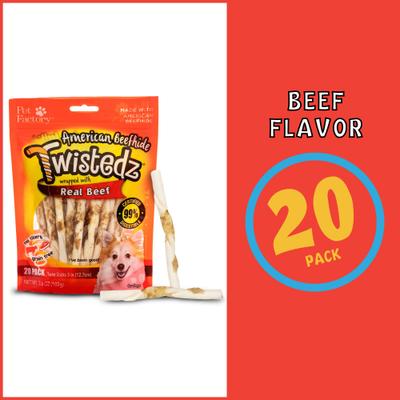 Show full view: Pet Factory Twistedz 5-inch Beefhide Beef Flavored Twist Sticks Dog Hard Chews, 20 count slide 6 of 10