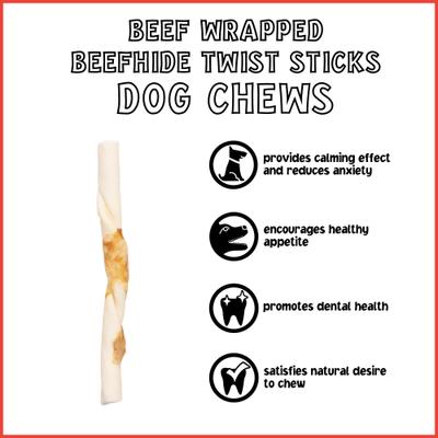 Show full view: Pet Factory Twistedz 5-inch Beefhide Beef Flavored Twist Sticks Dog Hard Chews, 20 count slide 9 of 10
