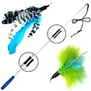 Pet Fit For Life 2 Feather Retractable Wand Cat Toy, Blue & Green