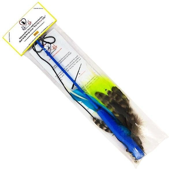 Pet Fit For Life 2 Feather Retractable Wand Cat Toy, Blue & Green