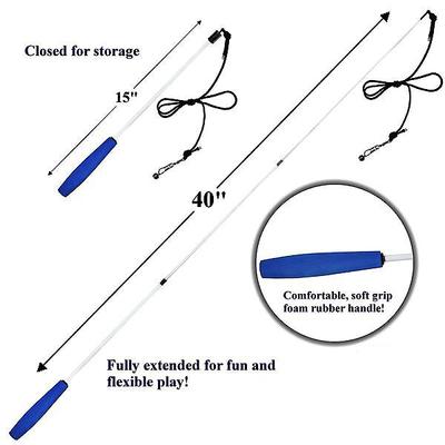 Show full view: Pet Fit For Life 2 Feather Retractable Wand Cat Toy, Blue & Green slide 5 of 10