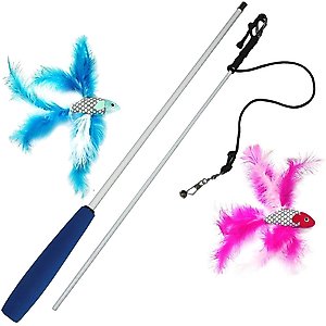 Pet Fit For Life 2 Fish Feather Wand Cat Toy