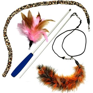 Pet Fit For Life 3 Feather Dual Rod Wand Cat Toy