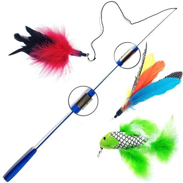 Ethical Pet Chenille Chaser Feather Oval Cat Toy, Color Varies