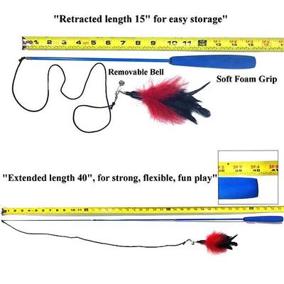 Show full view: Pet Fit For Life 3 Piece Retractable Feather Wand Cat Toy slide 6 of 10
